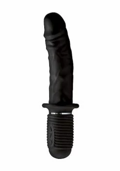 Power Pounder Vibrating And Thrusting Silicone Dildo – Black