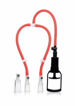 3-Way Suck Her Nipple And Clit Pump System – Red