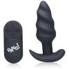 21X Vibrating Silicone Swirl Butt Plug With Remote – Black -Online Sex Shops AG564 BLACK 1