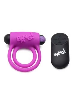 Silicone Cock Ring & Bullet With Remote Control – Purple
