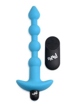 Vibrating Silicone Anal Beads & Remote Control – Blue