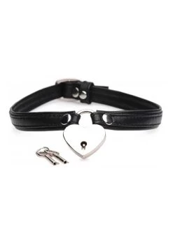 Heart Lock Choker With Keys – Leather – Black