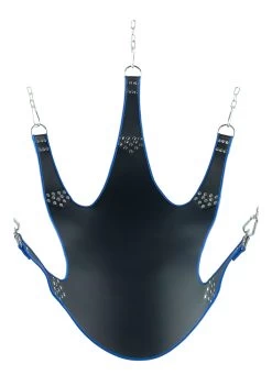 Leather Sling With Blue Piping – 5 Points – Black