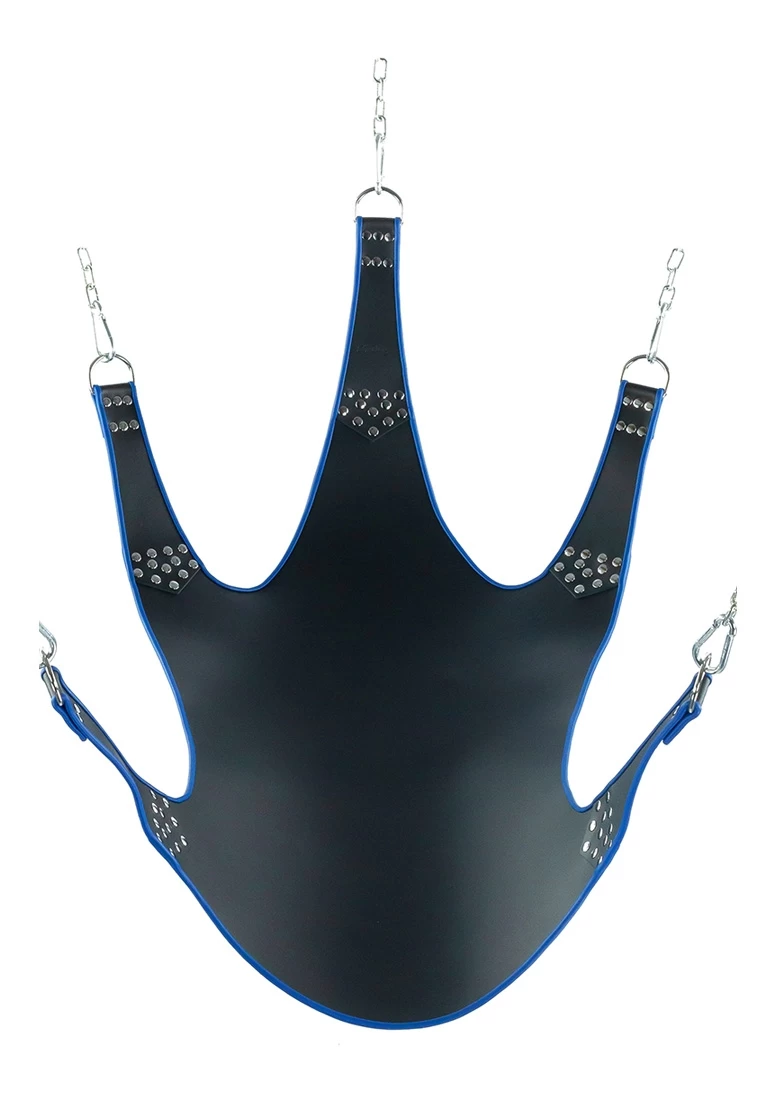 Leather Sling With Blue Piping – 5 Points – Black 3 Leather Sling With Blue Piping – 5 Points – Black