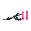 Seven Creations Crotchless Strap On With 2 Dongs – Pink
